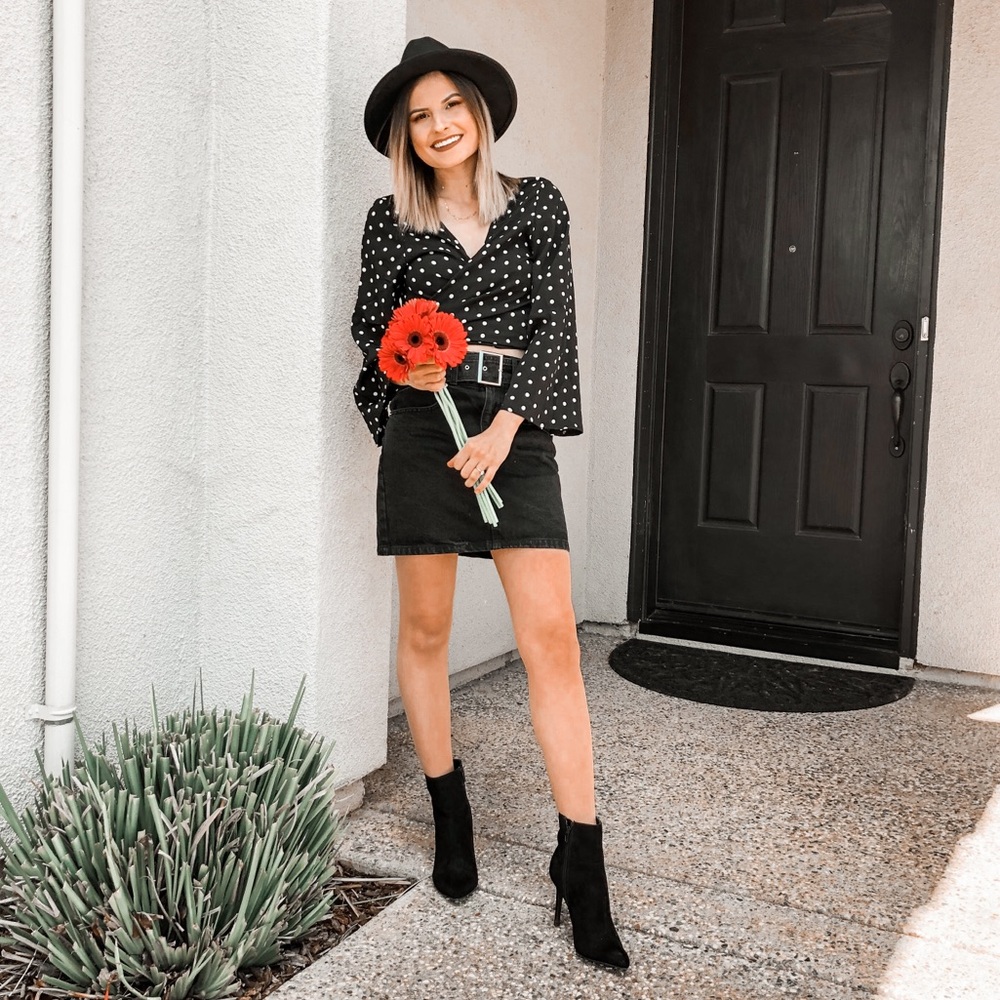 Polka dot wrap top